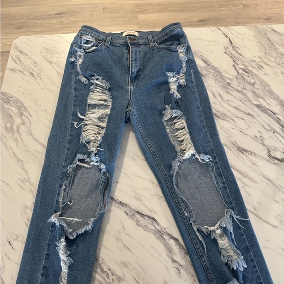 Distressed Blue Jeans- boyfriend - Picture 1 of 2